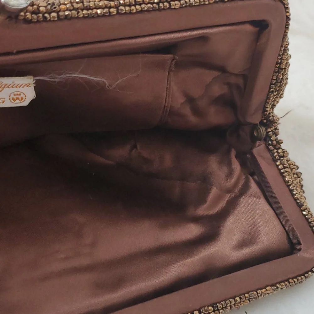 Vintage Walborg beaded brown purse bag